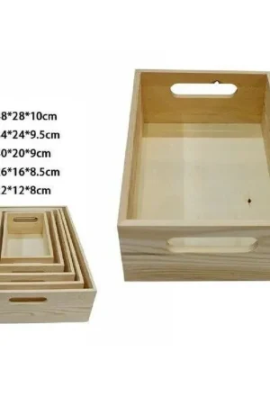 Super Prezzo Trade Shop - Set 5 Cassette Cassetta In Legno Naturale Decoupage Matrioska Scatola -
