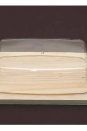 Trade Shop - Formaggiera Porta Formaggio Rettangolare Base In Legno E Cupola Copertura - Offerta Lampo