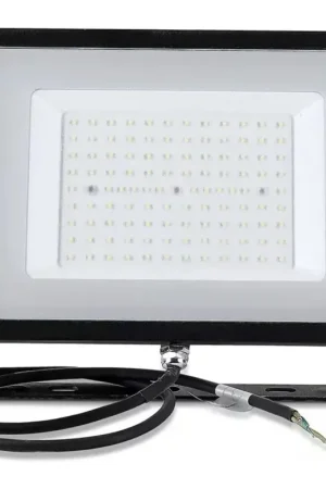 Solo Oggi Trade Shop - V-tac Faro Faretto Led Smd 10w 20w 30w 50w 100w Slim Da Esterno Ip65 Colore Nero - -bianco Naturale-50 Watt