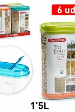 Trade Shop - Set 6 Pezzi Contenitori Salva Freschezza Biscotti Spaghetti Pasta 1,5 Lt - Sconto