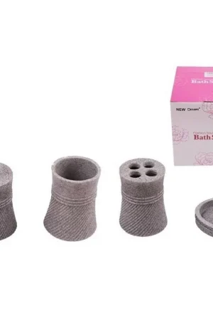 Prezzo Conveniente Trade Shop - Set 4 Accessori Bagno Ss0035 In Ceramica Porta Sapone Porta Spazzolino Dispenser -