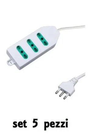Subito Disponibile Trade Shop - Set 5 Pezzi Multipresa Elettrica Bipasso Multi Prese 3 Posizioni Posti 25000w -