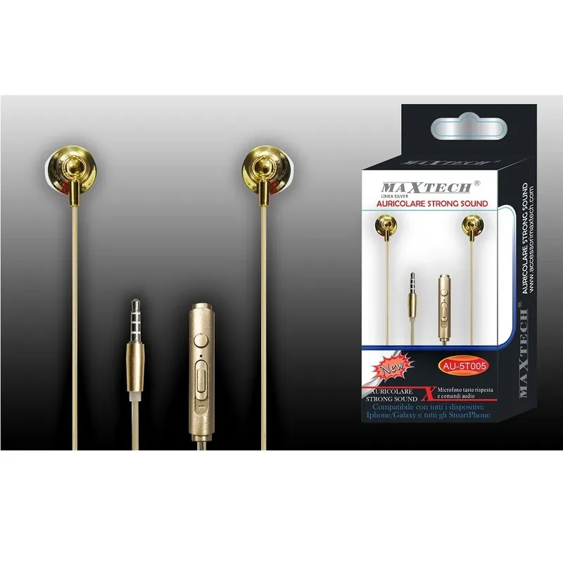 Non Perdere Trade Shop - Auricolari Cuffie Musica Con Microfono Per Cellulari Smartphone Jack Maxtech Au-5t005 -