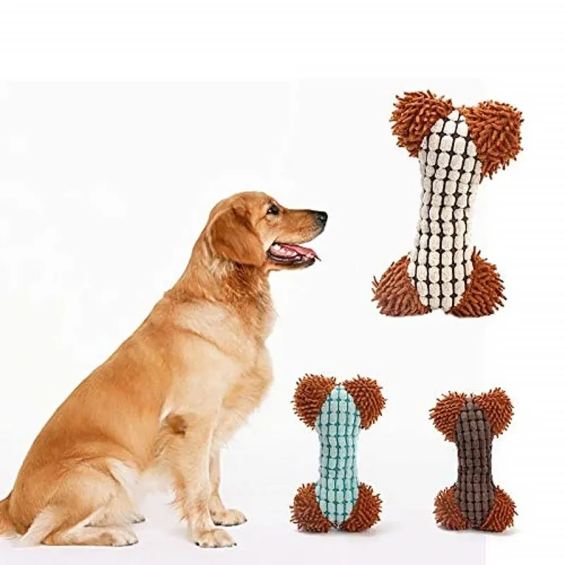 Trade Shop - Gioco Peluche Osso Morbido Suono Stridulo Tessuto Per Cani Masticare Morde Denti - Scelto Dai Clienti