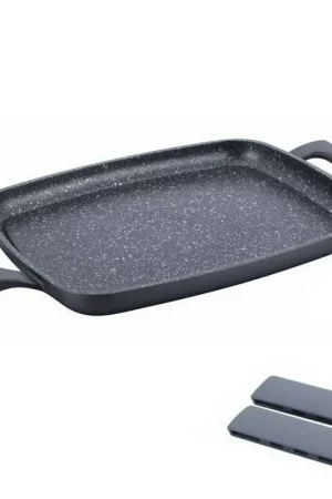 Pagamento Sicuro Trade Shop - Piastra Grill In Pietra 47 Cm Induzione Antiaderente Cucina Carne Barbecue Bbq -