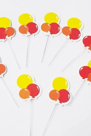 Trade Shop - Set 24 Pezzi Stuzzicadenti Per Festa Palloncini Colorati Per Cupcake Colorati - Pagamento Sicuro
