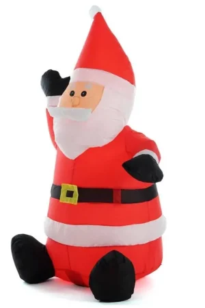 Promozione Esclusiva Trade Shop - Gonfiabile Babbo Natale Seduto Con Illuminazione Led Altezza 120 Cm Per Esterno -