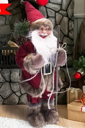 Prezzo Ridotto Trade Shop - Babbo Natale Nordico 60cm In Plastica Vestiti In Tessuto Decorazione Natalizia -