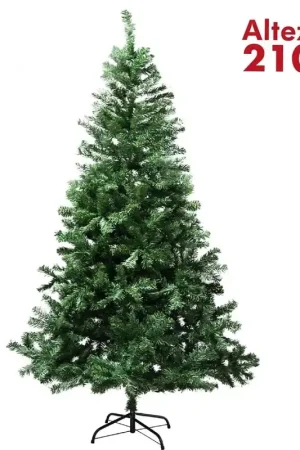 Direttamente Dal Produttore Trade Shop - Albero Di Natale 210cm Rami Pino Verde Super Folto Base A Croce In Metallo -