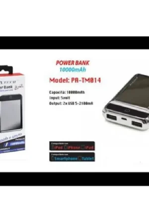 Trade Shop - Power Bank 10000 Mah 2 Usb Carica Batteria Portatile Esterno Maxtech Pa-tm014 - Reso Gratuito
