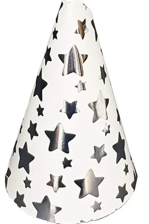 Professionale Trade Shop - Set 18 Pezzi Cappello Cono Stelle Argento Cappellino In Carta Monouso Festa -