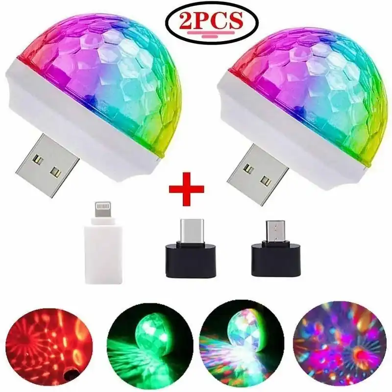 Saldi Trade Shop - Set 2 Luci Magiche Magic Balls Led Usb Smartphone Discoteca Party Led8272 -