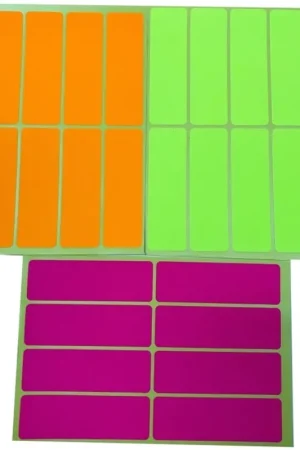 Prezzo Di Fabbrica Trade Shop - Set 144 Etichetta Etichette Autoadesive 2.4x7.5cm Fluo Fucsia Giallo Arancio -
