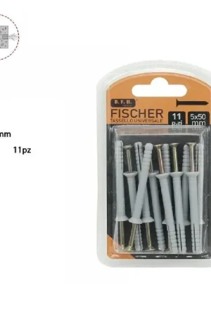 Spedizione Espresso Trade Shop - Set 11 Pz Tassello Fisher Universale Viti Chiodi Gancio Tasselli 5 X 50 Mm 69046 -