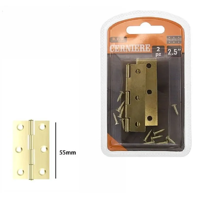Offerta Trade Shop - Set 2 Pezzi Cerniere In Ottone Per Porte Mobili Armadi Sportelli Ante 55mm 69039 -