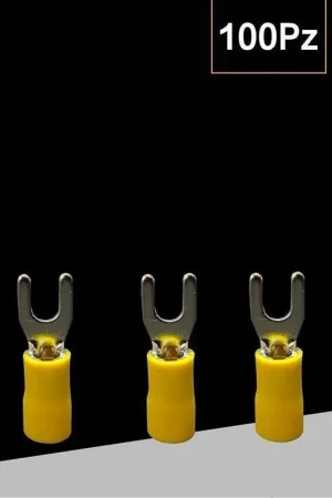 Scelto Dai Clienti Trade Shop - Set 100 Pz Capicorda A Forcella A Crimpare Per Cavi 0.5-1.5 Mm² Isolato Sv1.25-4 - Giallo