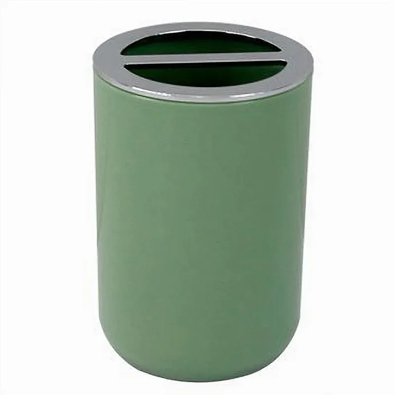 Sconto Trade Shop - Portaspazzolini Bicchiere Accessorio Bagno 2 Fori Verde Silver Contenitore 79875 -