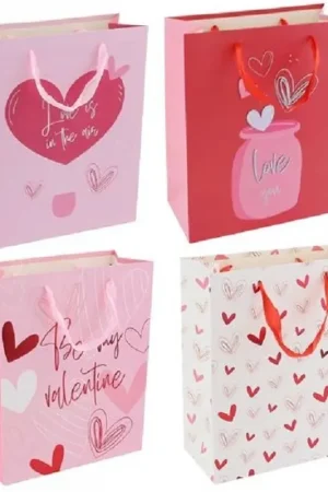 A Buon Prezzo Trade Shop - Set 6 Buste Regalo Borsa Sacchetti San Valentino 26x32x12cm 69876 Varie Fantasie -
