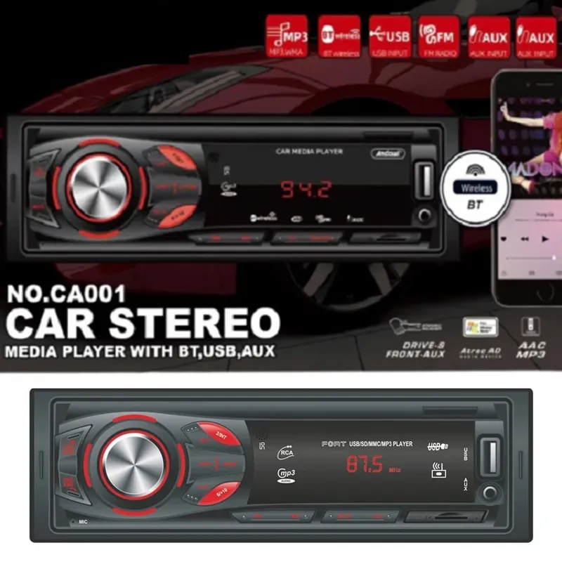 Trade Shop - Autoradio Stereo Sistema Audio Per Auto Universale 1 Din Bluetooth/aux/usb Ca001 - Occasione