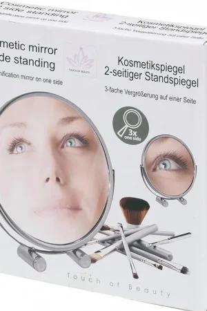 Trade Shop - Specchio Cosmetico 16cm Zoom 3x Fronte/retro Con Appoggio Viso Barba Per Bagno - Occasione Imperdibile