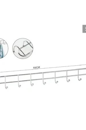 Trade Shop - Appendiabiti A 10 Ganci Posti Attaccapanni A Parete 60x3,5 Cm Bagno Cucina 58026 - Sconto