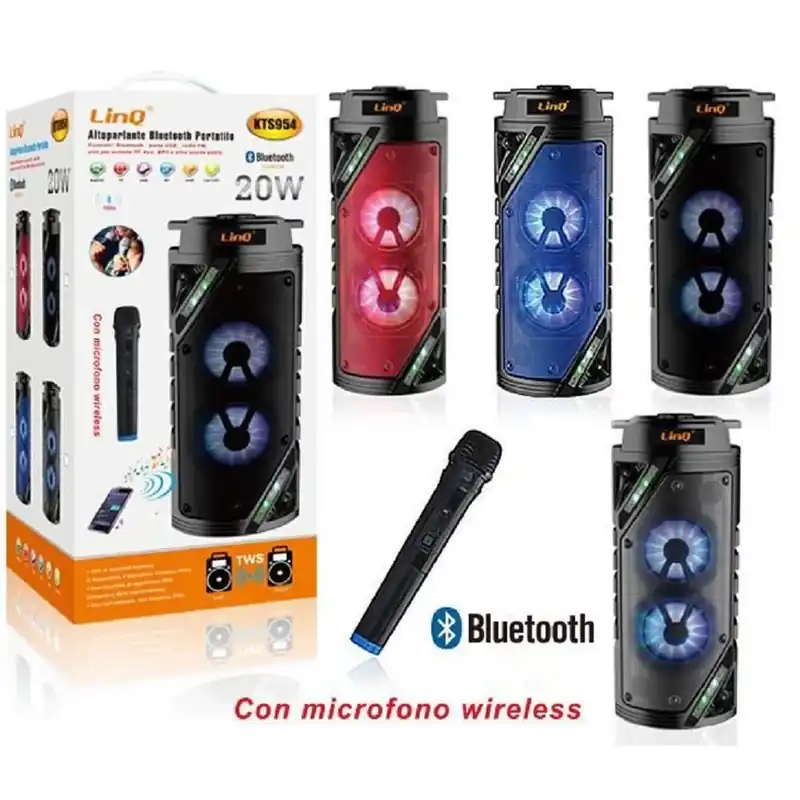 Consegna Rapida Trade Shop - Altoparlante Speaker Cassa Bluetooth Kts954 20w Microfono Wireless Usb Portatile -
