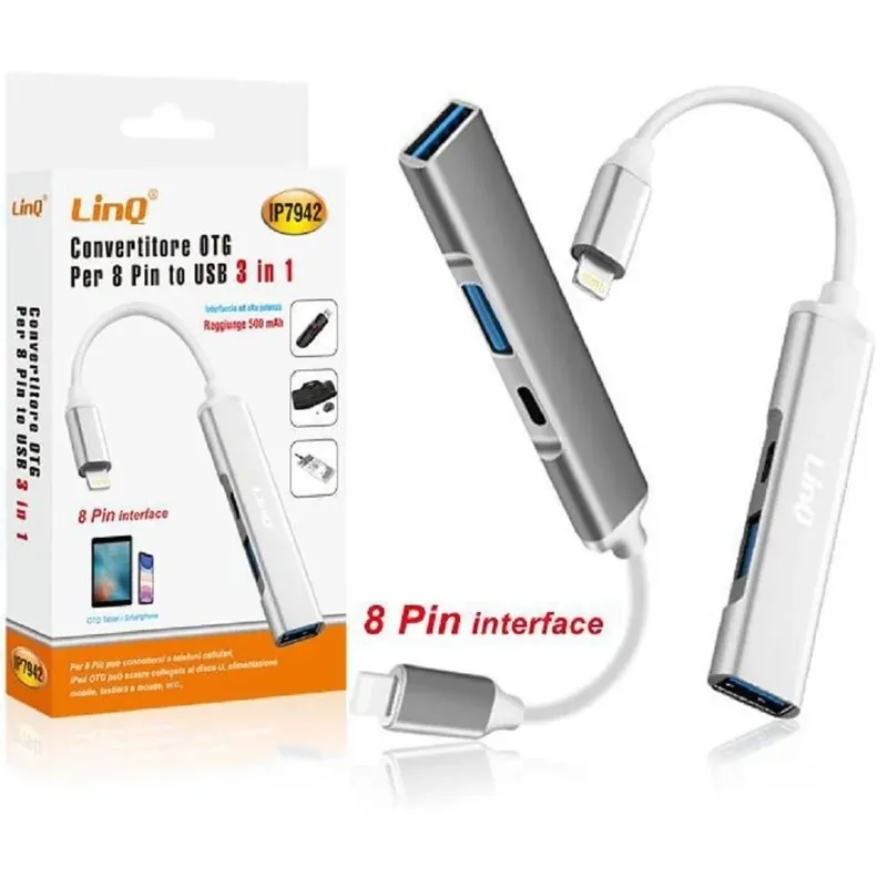 Occasione Trade Shop - Convertitore Otg Connettore Lightning A Lightning + 2xusb 3in1 Hub Iphone Ip7942 -