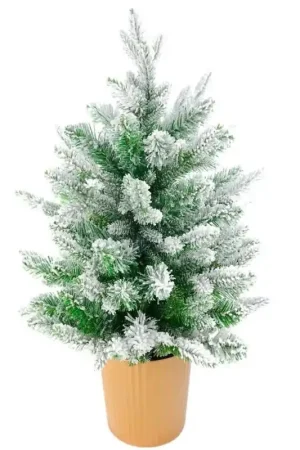 Trade Shop - Albero Di Natale Mini Effetto Innevato Dim. 60 Cm Sintetico Alberello Con Vaso - Spedizione Espresso