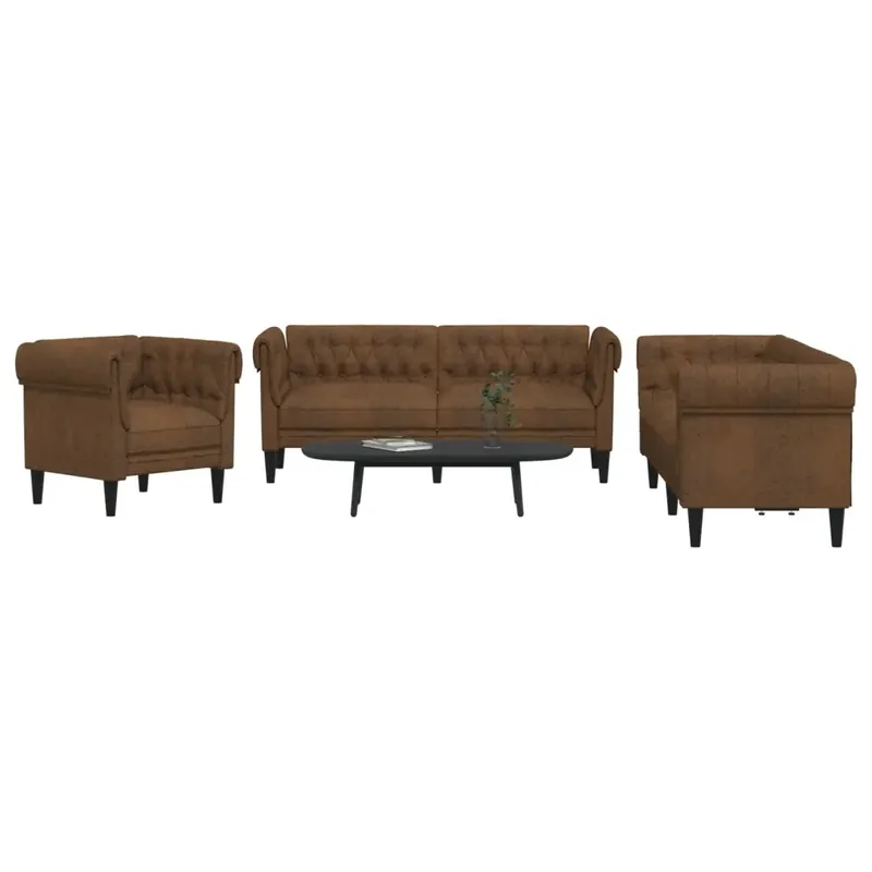 Set di Divani 3 pz Marrone in Tessuto 3209199 Economico