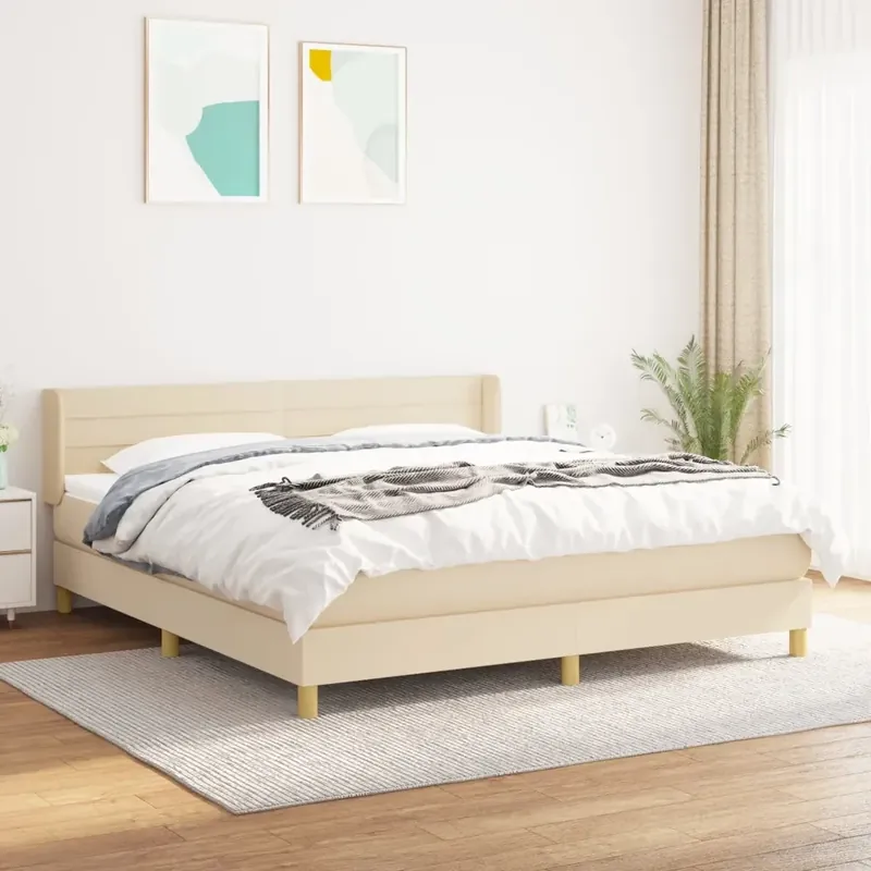 Giroletto a Molle con Materasso Crema 180x200 cm in Tessuto Spedito Oggi