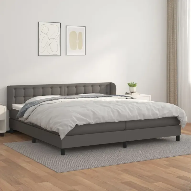 Affare Giroletto a Molle con Materasso Grgio 200x200 cm in Similpelle