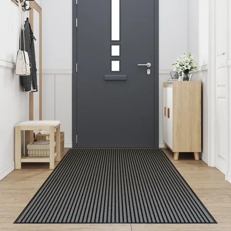 Ultimissimo Modello Zerbino a Strisce Nere e Grigie 115x300 cm 4105598
