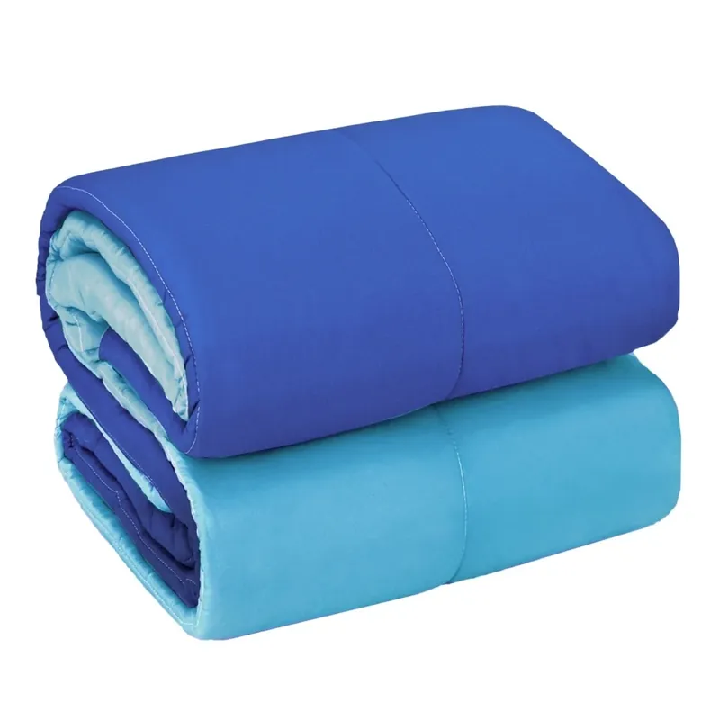 Trapunta Piumone Invernale Double Face 250gr Coperta Calda Letto 1 Pz Made In Italy Blu Sconto