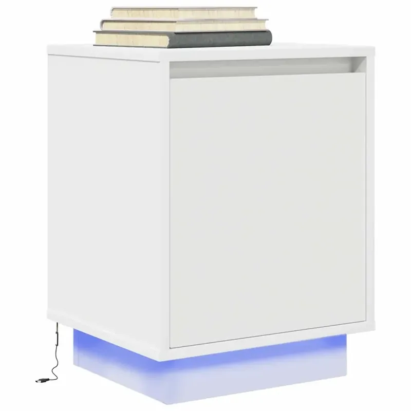 Comodino con Luci a LED Bianco 38x34x50 cm 861265 Soddisfatti O Rimborsati