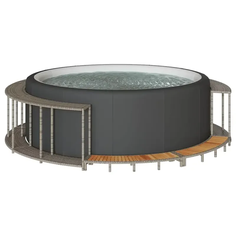 Bordo per Vasca Spa con Portaoggetti&Gradino Polyrattan Grigio 365611 Acquista Ora