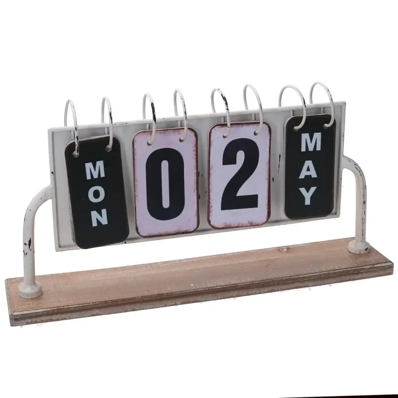 Calendario metallo bianco rettangolare cm 37x20h8 Professionale
