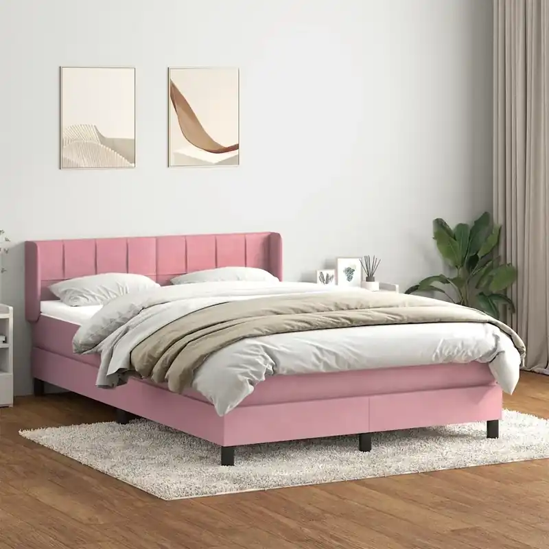 Giroletto a Molle con Materasso Rosa 160x220 cm in Velluto 3318164 Super Prezzo