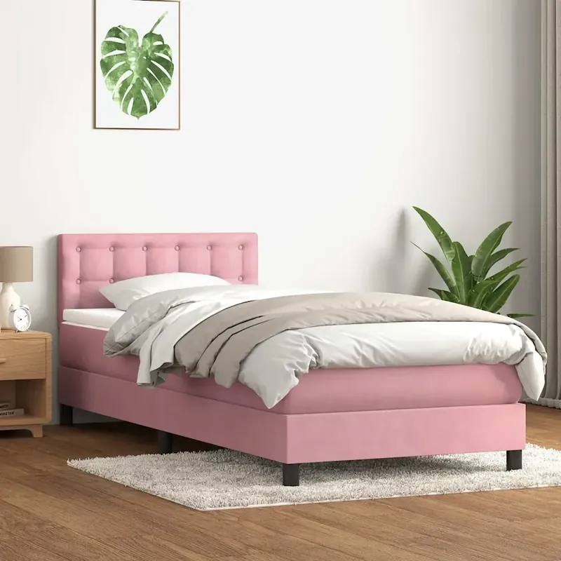 Giroletto a Molle con Materasso Rosa 90x210 cm Velluto 3316580 Reso Gratuito
