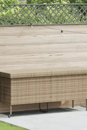 Bestseller Contenitore da Giardino con Ruote Beige 160x55x75 cm Polyrattan 4103834