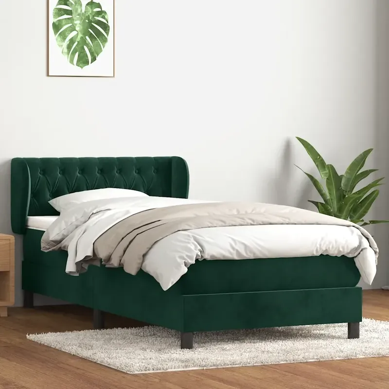 Giroletto a Molle con Materasso Verde Scuro 80x220 cm Velluto 3317802 Subito Disponibile