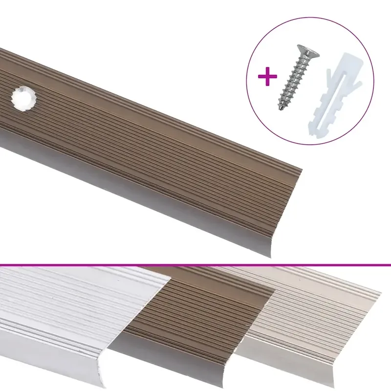 Saldi Profili a L per Gradini 15 pz in Alluminio 100 cm Marrone 146764