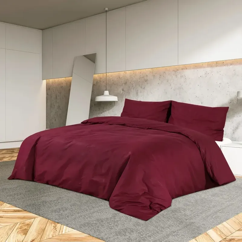 Miglior Prezzo Set Copripiumino Bordò 200x200 cm in Cotone 136178