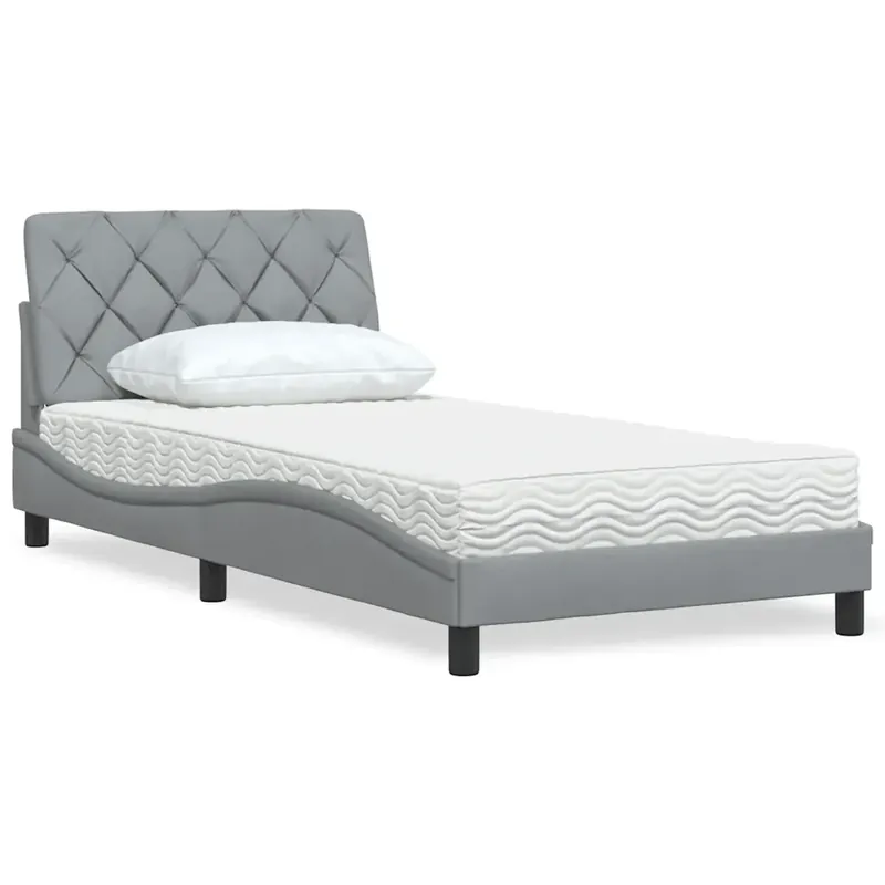 Prezzo Ridotto Letto con Materasso Grigio Chiaro 100x200 cm in Tessuto 3310720
