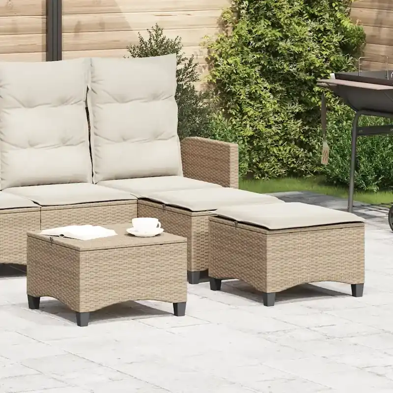 Sgabelli Giardino con Cuscini 4pz Beige 55x55x36 cm Polyrattan 4108250 Più Venduto