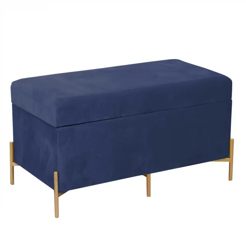 Esclusivo Panca contenitore velluto blu cm78x40h45