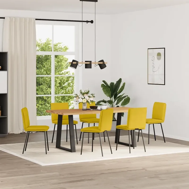 Sedie da Pranzo 6 pz Gialle in Velluto 3315621 Offerta
