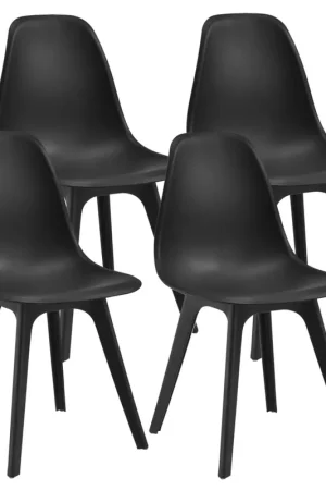 [en.casa] Sedie per Sala da Pranzo Design 83 x 54 x 48 cm Set di 4 Pezzi Plastica Nero Professionale