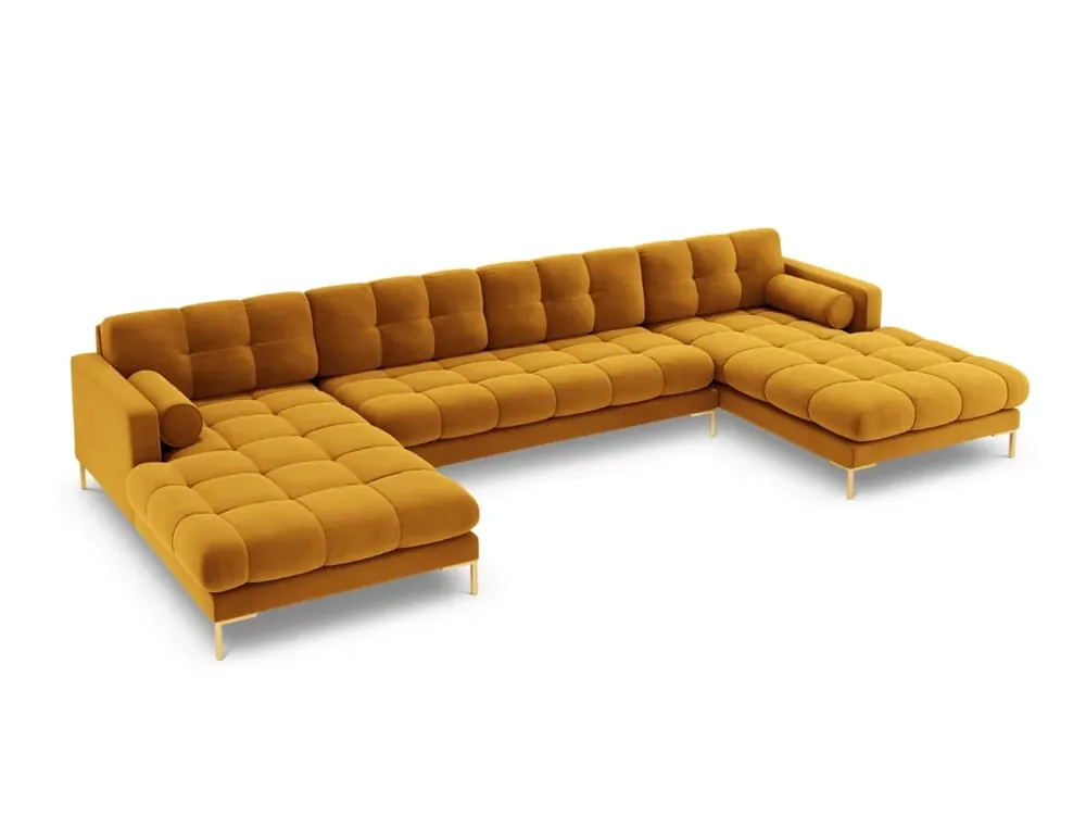 Acquista Ora Cosmopolitan Design - Divano panoramico "Bali" 7 posti in velluto giallo