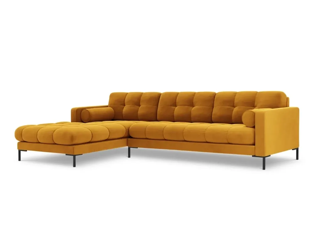 Cosmopolitan Design - Divano angolare sinistro "Bali" 5 posti in velluto giallo Scelto Dai Clienti
