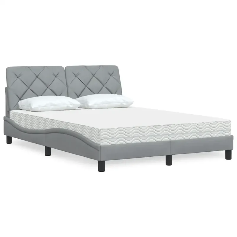 Pagamento Sicuro Letto con Materasso Grigio Chiaro 120x200cm Tessuto 3310727